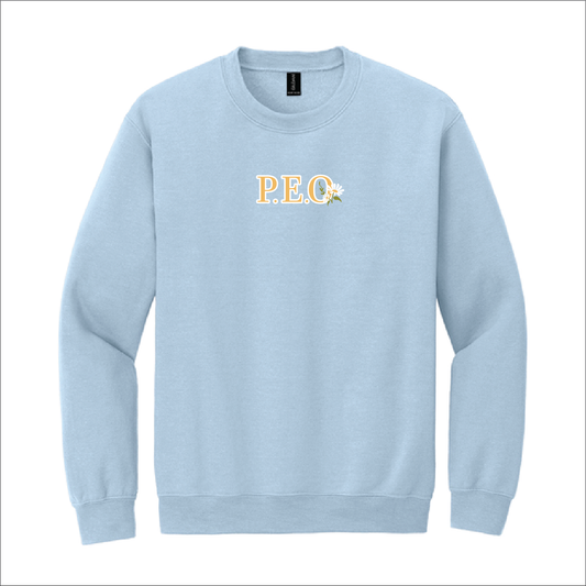 Blue Heavyweight Embroidered Crewneck